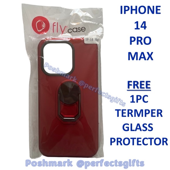 iPhone 14 Pro Max Case with Ring Stand Red Color NEW - Picture 1 of 5